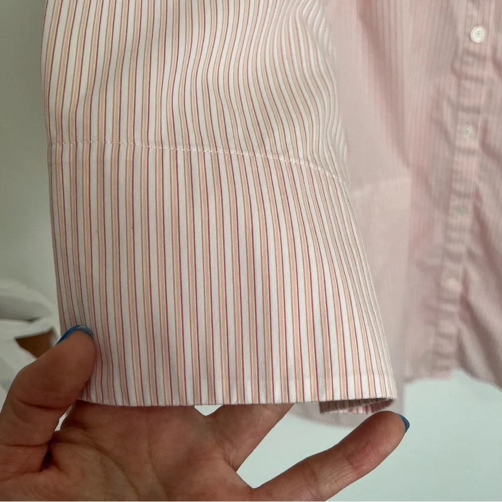 Lafayette 148 New York 3/4 Sleeve Button Down Pinstripe Blouse Size 2X - Picture 3 of 9